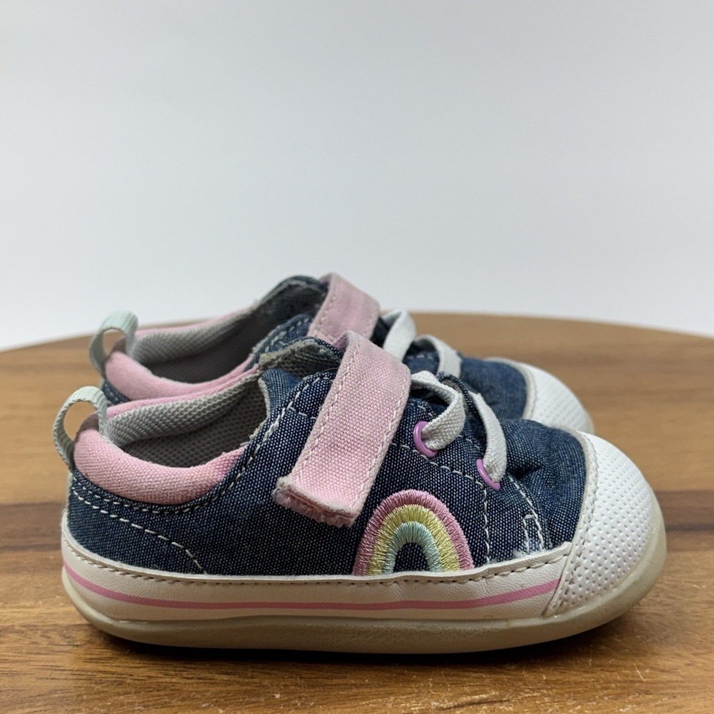 Baby Toddler See Kai Run First Walker Stevie II Rainbow Denim Sneakers Size 5 C